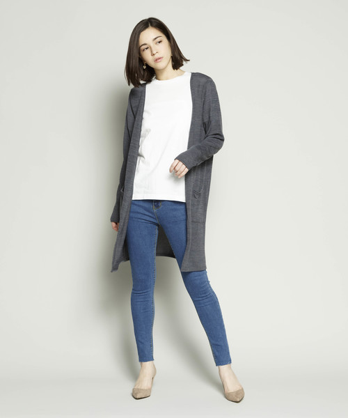 SY3（エスワイスリー）の「＜2018年春夏新作＞【コットン素材で着心地抜群】ソフトタッチニュートラルカラーロングカーディガン（カーディガン/ボレロ・レディース・チャコールグレー/ライトグレー/ブラック/ネイビー・FREE）」の11枚目の写真