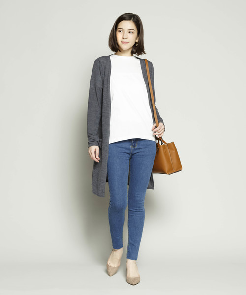 SY3（エスワイスリー）の「＜2018年春夏新作＞【コットン素材で着心地抜群】ソフトタッチニュートラルカラーロングカーディガン（カーディガン/ボレロ・レディース・チャコールグレー/ライトグレー/ブラック/ネイビー・FREE）」の19枚目の写真