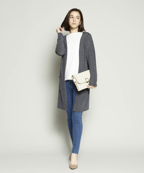 SY3（エスワイスリー）の「＜2018年春夏新作＞【コットン素材で着心地抜群】ソフトタッチニュートラルカラーロングカーディガン（カーディガン/ボレロ・レディース・チャコールグレー/ライトグレー/ブラック/ネイビー・FREE）」の21枚目の写真