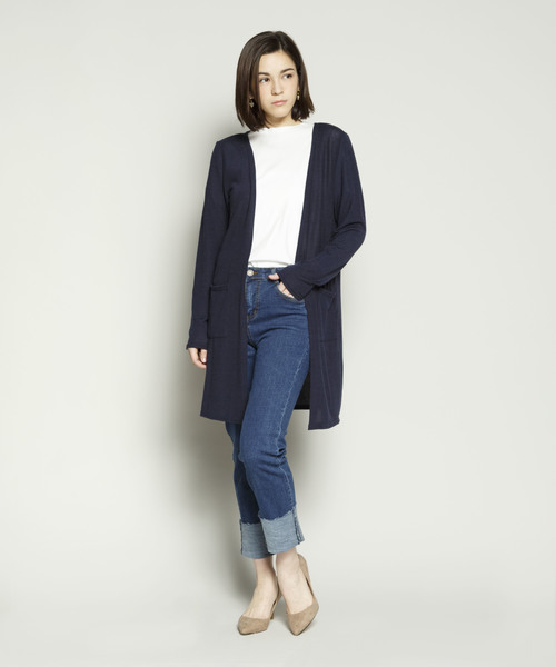 SY3（エスワイスリー）の「＜2018年春夏新作＞【コットン素材で着心地抜群】ソフトタッチニュートラルカラーロングカーディガン（カーディガン/ボレロ・レディース・チャコールグレー/ライトグレー/ブラック/ネイビー・FREE）」の22枚目の写真