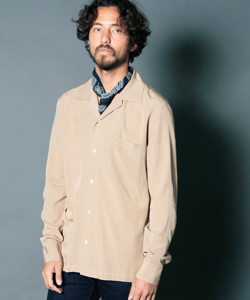 Magine（マージン）の「RAYON OPEN COLLAR SHIRTS L/S:レーヨン オープンカラーシャツ（シャツ/ブラウス・メンズ・ホワイト/チャコールグレー/ブラック/ベージュ/パープル/レッド・44/46/48）」の14枚目の写真