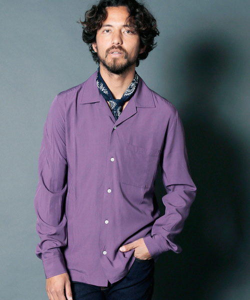 Magine（マージン）の「RAYON OPEN COLLAR SHIRTS L/S:レーヨン オープンカラーシャツ（シャツ/ブラウス・メンズ・ホワイト/チャコールグレー/ブラック/ベージュ/パープル/レッド・44/46/48）」の17枚目の写真