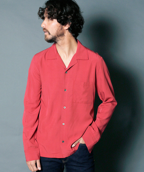 Magine（マージン）の「RAYON OPEN COLLAR SHIRTS L/S:レーヨン オープンカラーシャツ（シャツ/ブラウス・メンズ・ホワイト/チャコールグレー/ブラック/ベージュ/パープル/レッド・44/46/48）」の21枚目の写真