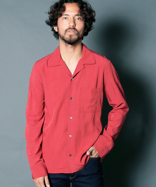 Magine（マージン）の「RAYON OPEN COLLAR SHIRTS L/S:レーヨン オープンカラーシャツ（シャツ/ブラウス・メンズ・ホワイト/チャコールグレー/ブラック/ベージュ/パープル/レッド・44/46/48）」の22枚目の写真