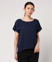 KOBE LETTUCE | 大人のための着回しデイリー服！フレンチスリーブ半袖Uネックとろみ素材シンプルブラウス/レディーストップス[C3214]神戸レタス(シャツ/ブラウス)