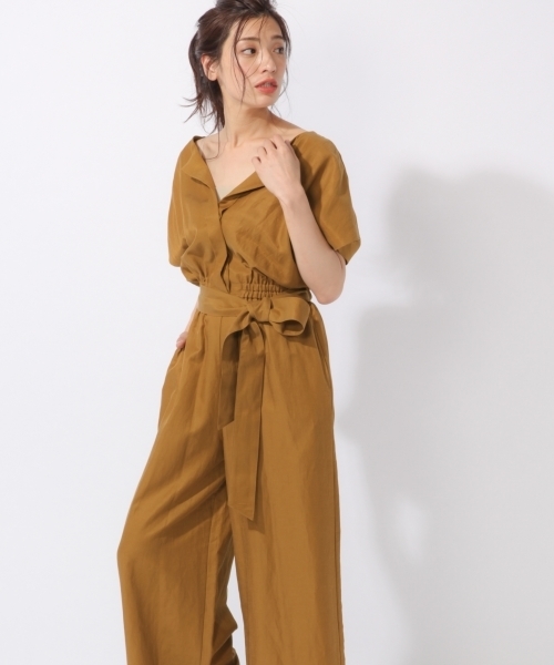 laboratory work(ラボラトリーワーク)の「ベルト付きコンビネゾン(サロペット/オーバーオール・レディース・ブラック/ベージュ・MEDIUM)」の2枚目の写真