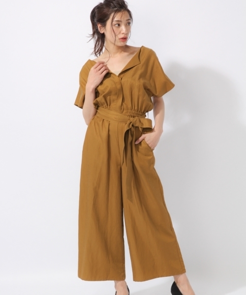 laboratory work(ラボラトリーワーク)の「ベルト付きコンビネゾン(サロペット/オーバーオール・レディース・ブラック/ベージュ・MEDIUM)」の5枚目の写真