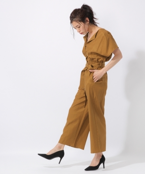 laboratory work(ラボラトリーワーク)の「ベルト付きコンビネゾン(サロペット/オーバーオール・レディース・ブラック/ベージュ・MEDIUM)」の6枚目の写真