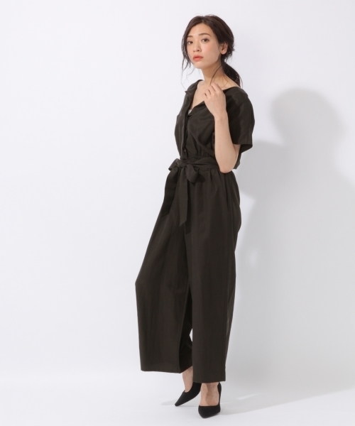 laboratory work(ラボラトリーワーク)の「ベルト付きコンビネゾン(サロペット/オーバーオール・レディース・ブラック/ベージュ・MEDIUM)」の7枚目の写真