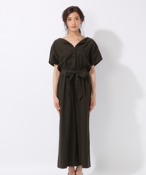 laboratory work(ラボラトリーワーク)の「ベルト付きコンビネゾン(サロペット/オーバーオール・レディース・ブラック/ベージュ・MEDIUM)」の8枚目の写真