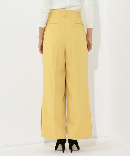 Jewel Changes（ジュエルチェンジズ）の「SMF ポリツイル サイドスリット ワイドパンツ（その他パンツ・レディース・ブラック/イエロー・34/36/38）」の3枚目の写真