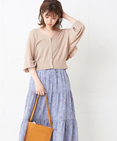 natural couture(ナチュラルクチュール)の「バックフリル薄手カーディガン(カーディガン/ボレロ・レディース・ブラック/ベージュ/パープル/ブラウン・FREE)」の1枚目の写真
