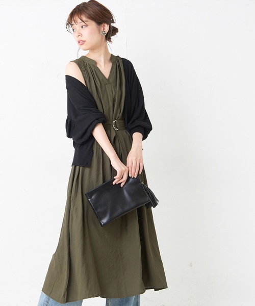 natural couture(ナチュラルクチュール)の「バックフリル薄手カーディガン(カーディガン/ボレロ・レディース・ブラック/ベージュ/パープル/ブラウン・FREE)」の21枚目の写真