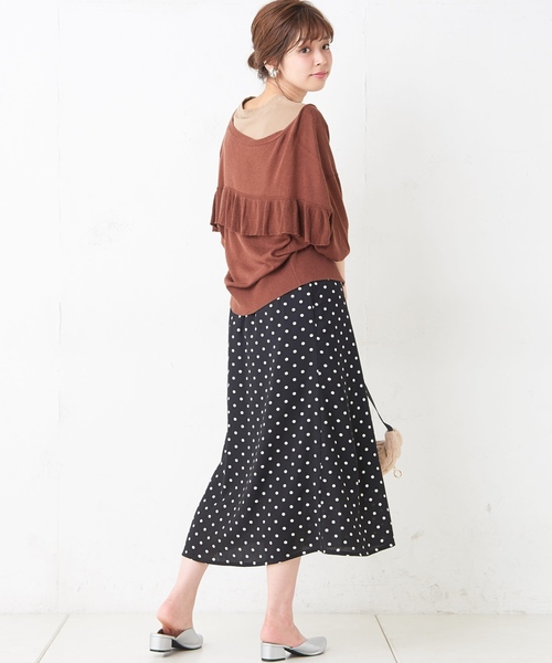 natural couture(ナチュラルクチュール)の「バックフリル薄手カーディガン(カーディガン/ボレロ・レディース・ブラック/ベージュ/パープル/ブラウン・FREE)」の20枚目の写真