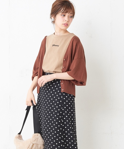 natural couture(ナチュラルクチュール)の「バックフリル薄手カーディガン(カーディガン/ボレロ・レディース・ブラック/ベージュ/パープル/ブラウン・FREE)」の19枚目の写真