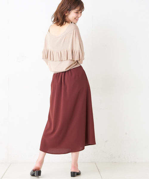 natural couture(ナチュラルクチュール)の「バックフリル薄手カーディガン(カーディガン/ボレロ・レディース・ブラック/ベージュ/パープル/ブラウン・FREE)」の18枚目の写真