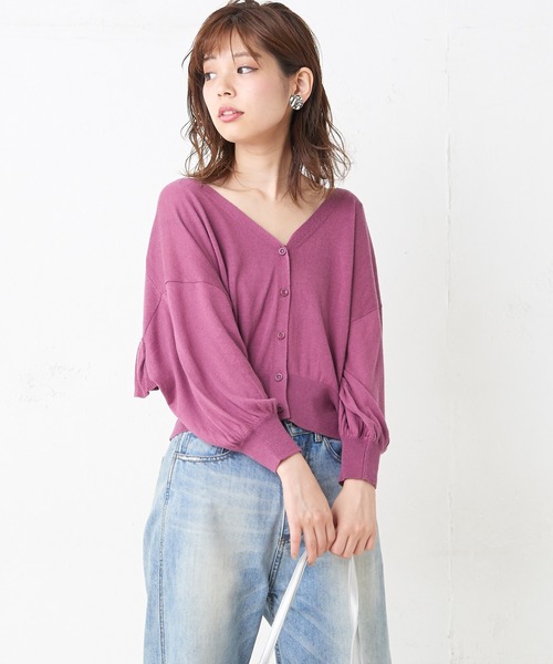 natural couture(ナチュラルクチュール)の「バックフリル薄手カーディガン(カーディガン/ボレロ・レディース・ブラック/ベージュ/パープル/ブラウン・FREE)」の14枚目の写真