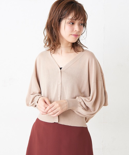 natural couture(ナチュラルクチュール)の「バックフリル薄手カーディガン(カーディガン/ボレロ・レディース・ブラック/ベージュ/パープル/ブラウン・FREE)」の13枚目の写真