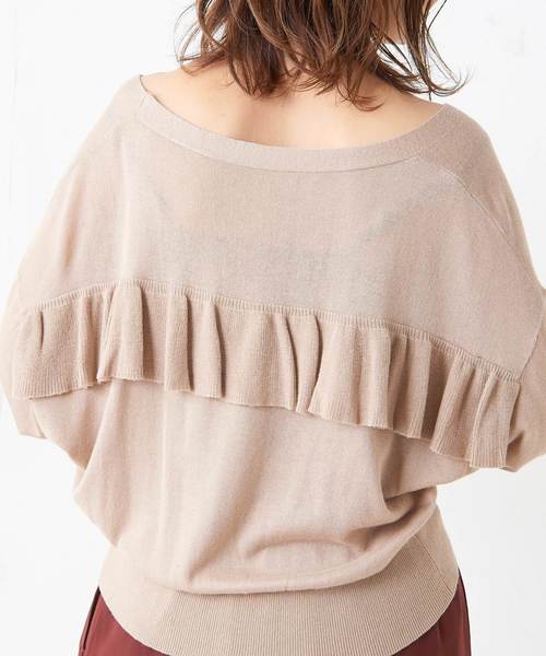 natural couture(ナチュラルクチュール)の「バックフリル薄手カーディガン(カーディガン/ボレロ・レディース・ブラック/ベージュ/パープル/ブラウン・FREE)」の10枚目の写真