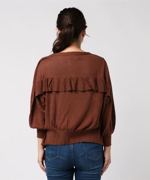 natural couture(ナチュラルクチュール)の「バックフリル薄手カーディガン(カーディガン/ボレロ・レディース・ブラック/ベージュ/パープル/ブラウン・FREE)」の6枚目の写真