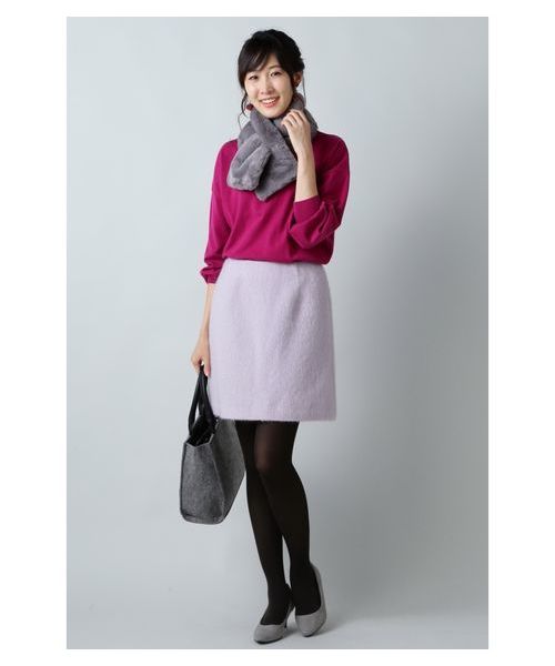 NATURAL BEAUTY BASIC(ナチュラルビューティーベーシック)の「【sweet 12月号掲載】モヘアシャギースカート(スカート・レディース・チャコールグレー/ブルー/ラベンダー・SMALL/MEDIUM/X-SMALL)」の7枚目の写真