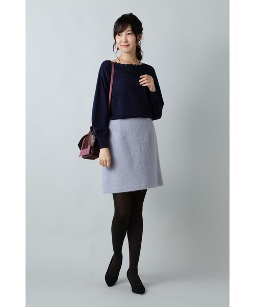 NATURAL BEAUTY BASIC(ナチュラルビューティーベーシック)の「【sweet 12月号掲載】モヘアシャギースカート(スカート・レディース・チャコールグレー/ブルー/ラベンダー・SMALL/MEDIUM/X-SMALL)」の8枚目の写真