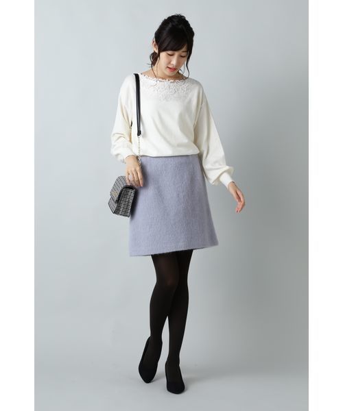 NATURAL BEAUTY BASIC(ナチュラルビューティーベーシック)の「【sweet 12月号掲載】モヘアシャギースカート(スカート・レディース・チャコールグレー/ブルー/ラベンダー・SMALL/MEDIUM/X-SMALL)」の12枚目の写真