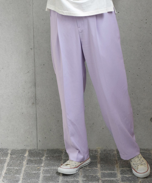 w closet(ダブルクローゼット)の「ポリカルゼカラータックパンツ(その他パンツ・レディース・ラベンダー/カーキ/キナリ・FREE)」の3枚目の写真