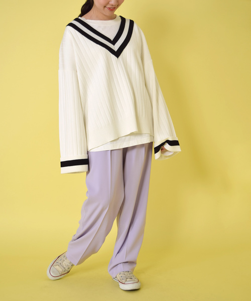 w closet(ダブルクローゼット)の「ポリカルゼカラータックパンツ(その他パンツ・レディース・ラベンダー/カーキ/キナリ・FREE)」の8枚目の写真