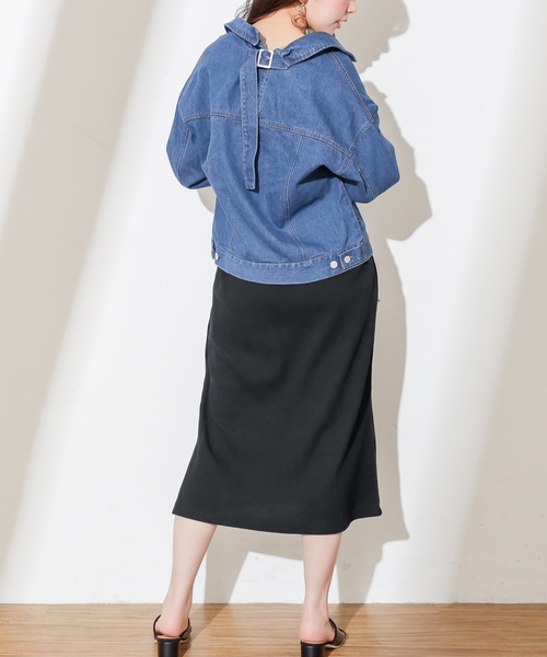 natural couture（ナチュラルクチュール）の「ゆったりビッグGジャン（デニムジャケット・レディース・アイボリー/ベージュ/インディゴブルー/サックスブルー・FREE）」の21枚目の写真
