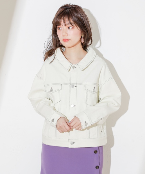 natural couture（ナチュラルクチュール）の「ゆったりビッグGジャン（デニムジャケット・レディース・アイボリー/ベージュ/インディゴブルー/サックスブルー・FREE）」の16枚目の写真