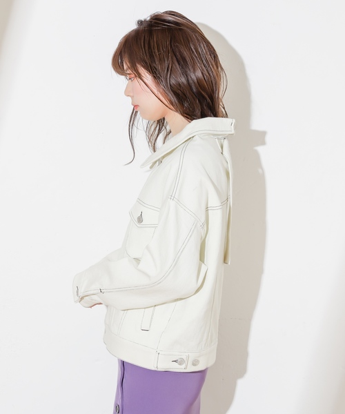 natural couture（ナチュラルクチュール）の「ゆったりビッグGジャン（デニムジャケット・レディース・アイボリー/ベージュ/インディゴブルー/サックスブルー・FREE）」の10枚目の写真