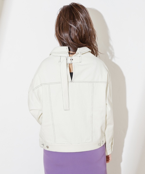 natural couture（ナチュラルクチュール）の「ゆったりビッグGジャン（デニムジャケット・レディース・アイボリー/ベージュ/インディゴブルー/サックスブルー・FREE）」の7枚目の写真