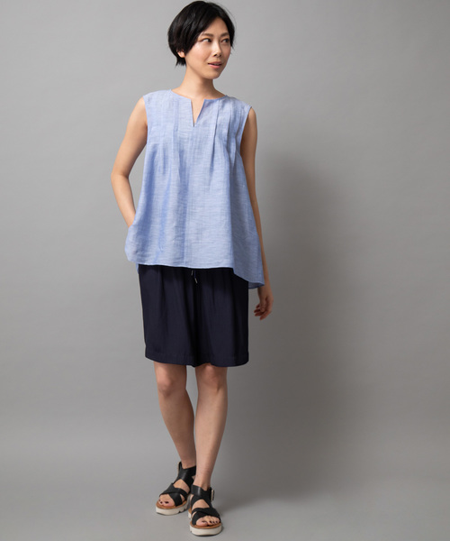 Munich（ミューニック）の「シャンブレーボイルリネンタックブラウス（シャツ/ブラウス・レディース・ホワイト/ライトグレー/ブルー/レッド・FREE）」の5枚目の写真