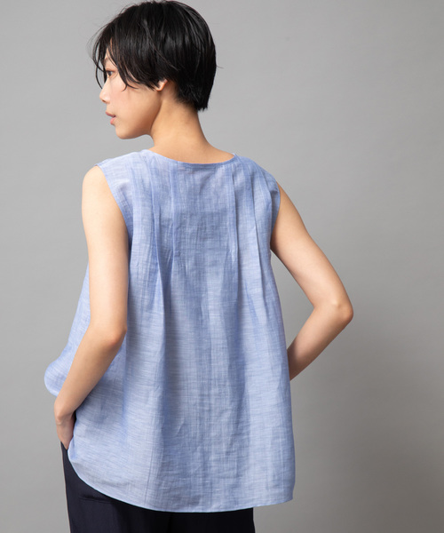 Munich（ミューニック）の「シャンブレーボイルリネンタックブラウス（シャツ/ブラウス・レディース・ホワイト/ライトグレー/ブルー/レッド・FREE）」の18枚目の写真