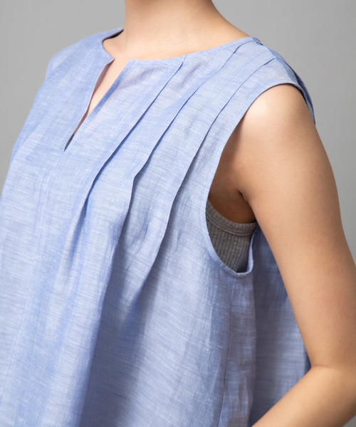 Munich（ミューニック）の「シャンブレーボイルリネンタックブラウス（シャツ/ブラウス・レディース・ホワイト/ライトグレー/ブルー/レッド・FREE）」の15枚目の写真