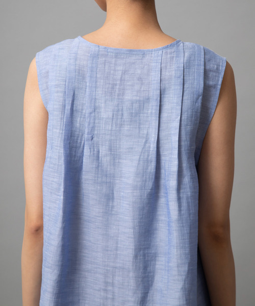 Munich（ミューニック）の「シャンブレーボイルリネンタックブラウス（シャツ/ブラウス・レディース・ホワイト/ライトグレー/ブルー/レッド・FREE）」の9枚目の写真