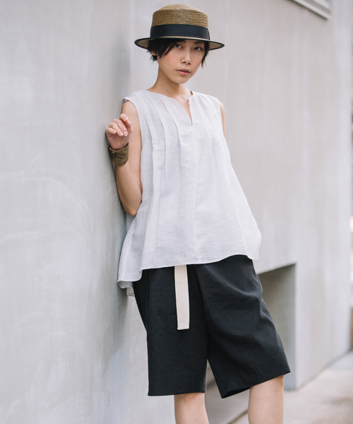 Munich（ミューニック）の「シャンブレーボイルリネンタックブラウス（シャツ/ブラウス・レディース・ホワイト/ライトグレー/ブルー/レッド・FREE）」の13枚目の写真