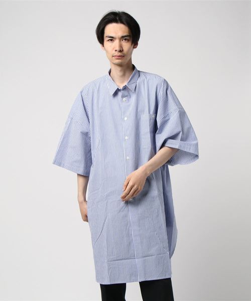 WhoWhat(フーワット)の「【WHOWHAT】フーワット 5X SHIRT (SHORT SLEEVE / LONG LENGTH)(シャツ/ブラウス)」|ストライプ