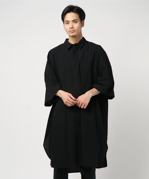 WhoWhat(フーワット)の「【WHOWHAT】フーワット 5X SHIRT (SHORT SLEEVE / LONG LENGTH)(シャツ/ブラウス)」|ブラック
