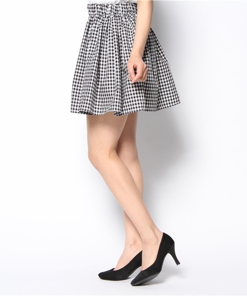 WEGO（ウィゴー）の「WEGO/ギンガムチェックフレアスカート（スカート・レディース・ブラック・FREE）」の2枚目の写真