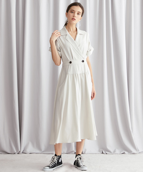 STUDIOUS（ステュディオス）の「【STUDIOUS】ジャケットライク ロングワンピース（ワンピース・レディース・アイボリー/ブラック/ベージュ・FREE）」の13枚目の写真