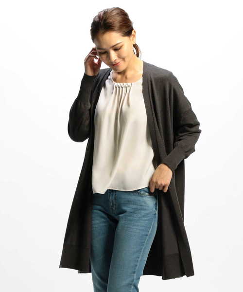 NARACAMICIE（ナラカミーチェ）の「リヨセルウール着流しロングカーディガン（カーディガン/ボレロ・レディース・グレー/ブラック/ブラウン・MEDIUM）」の9枚目の写真