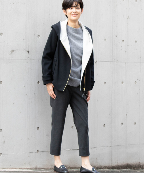 miniyu(ミニュウ)の「LaSRIC/ラムメルトン配色ZIPショートフードコート(その他アウター)」 - WEAR