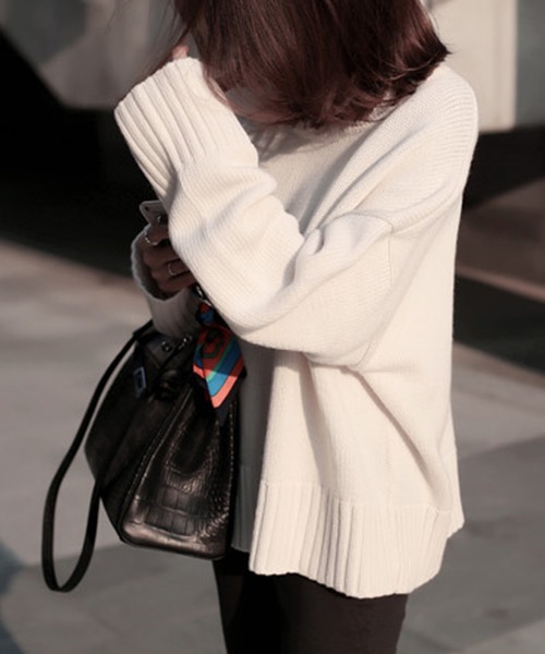 Girly Doll（ガーリードール）の「リブハイネックニット（ニット/セーター・レディース・アイボリー/グレー/ベージュ/ブラック/ブラウン/カーキ/ブルーグレー/モカ・FREE）」の16枚目の写真