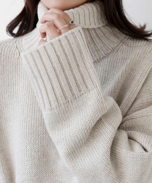 Girly Doll（ガーリードール）の「リブハイネックニット（ニット/セーター・レディース・アイボリー/グレー/ベージュ/ブラック/ブラウン/カーキ/ブルーグレー/モカ・FREE）」の17枚目の写真