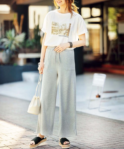 GeeRA(ジーラ)の「リブカットワイドパンツ(その他パンツ・レディース・モカ/ブラック/杢グレー・LARGE/X-LARGE/XX-LARGE/SMALL/MEDIUM)」の7枚目の写真