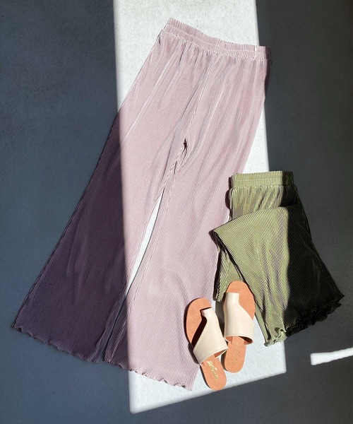 SESTO（セスト）の「アコーディオンプリーツセミフレアパンツ（その他パンツ・レディース・ラベンダー/ライトベージュ/ミント/モカ・M）」の4枚目の写真