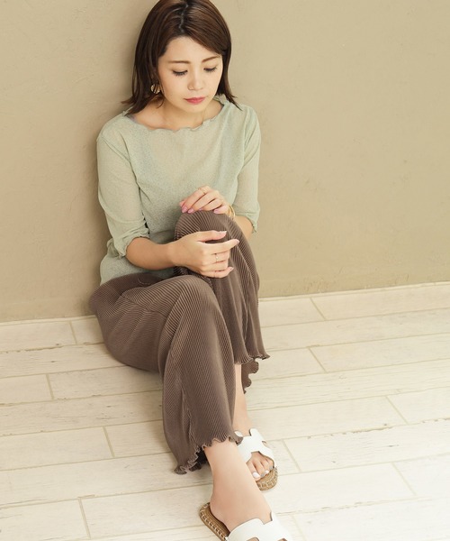 SESTO（セスト）の「アコーディオンプリーツセミフレアパンツ（その他パンツ・レディース・ラベンダー/ライトベージュ/ミント/モカ・M）」の21枚目の写真