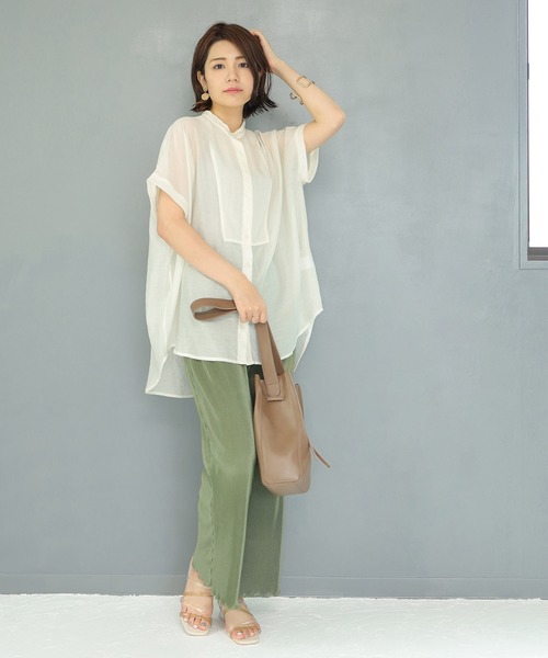 SESTO（セスト）の「アコーディオンプリーツセミフレアパンツ（その他パンツ・レディース・ラベンダー/ライトベージュ/ミント/モカ・M）」の17枚目の写真